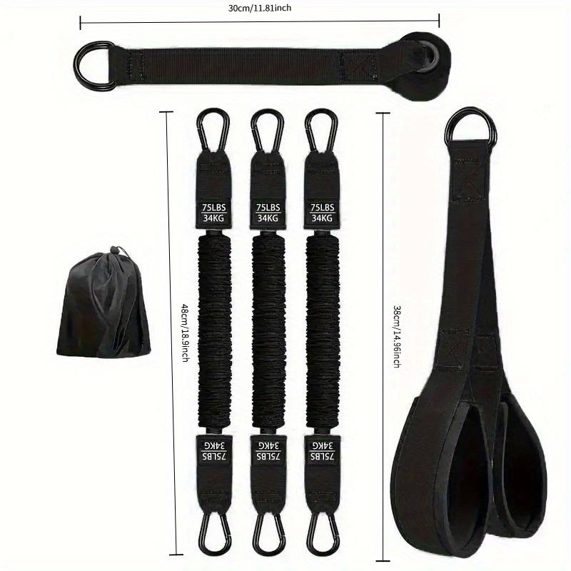 5pcs Heavy-Duty Latex Gym Resistance Training Set with 225lbs Capacity - Adjustable Resistance System, Door Anchor & 3 Bands for Lat 5pcs чёрный