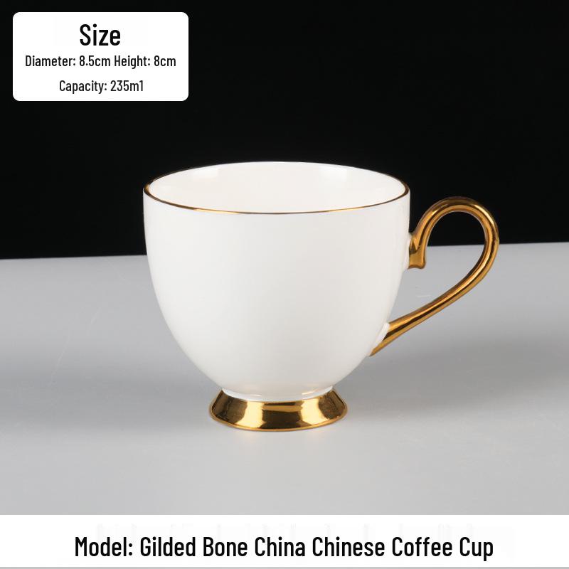 Europejski Luksusowy Zestaw Ceramicznych Filiżanek do Kawy ze Złotym Brzegiem