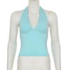 Simple Basic V-Neck Sexy Women Halter Tanks Summer All-Match Fashion Slim Fit Blouses Chic Trendy New