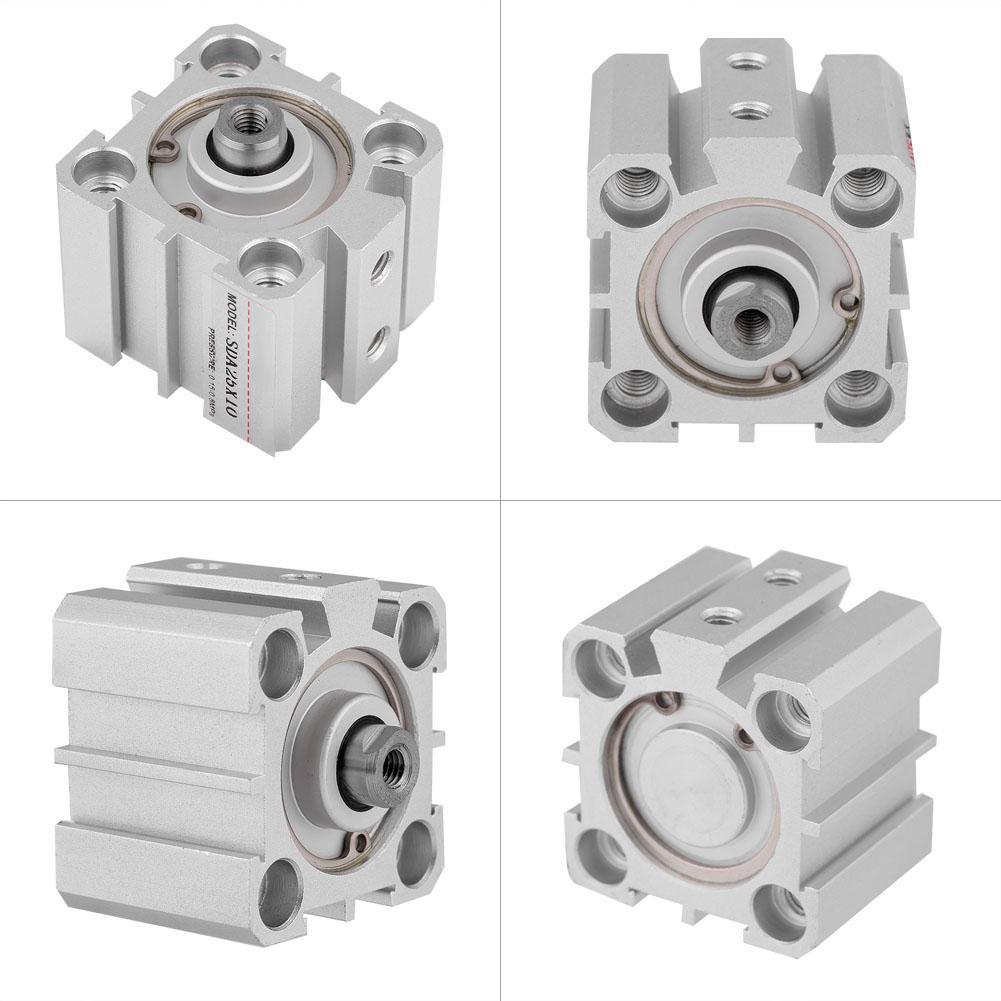SDA25-10 25mm Bore 10mm Stroke Aluminum Double Acting Pneumatic Cylinder