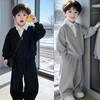 Jungen Koreanisches Sporthemd Kragen Set Frühling Herbst Kinder Jungen Mode Fake Zweiteiler Hosen Sets