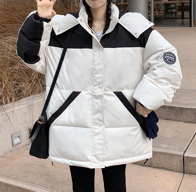 

Зимняя мода, свободная женская куртка-пуховик для пар, парка для влюбленных с одеждой с капюшоном розового цвета XL белый