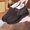 Men's Genuine Sheepskin Winter Boots Beijing Style, Slip-Resistant Wide Width Available, Plush Lined Warm Slippers for Elderly Men
