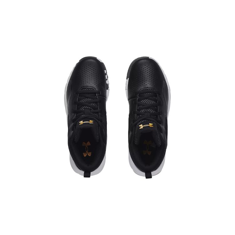 Under Armour Grade School UA Lockdown 5 Basketball Shoes Black Metallic Gold 3023533-003