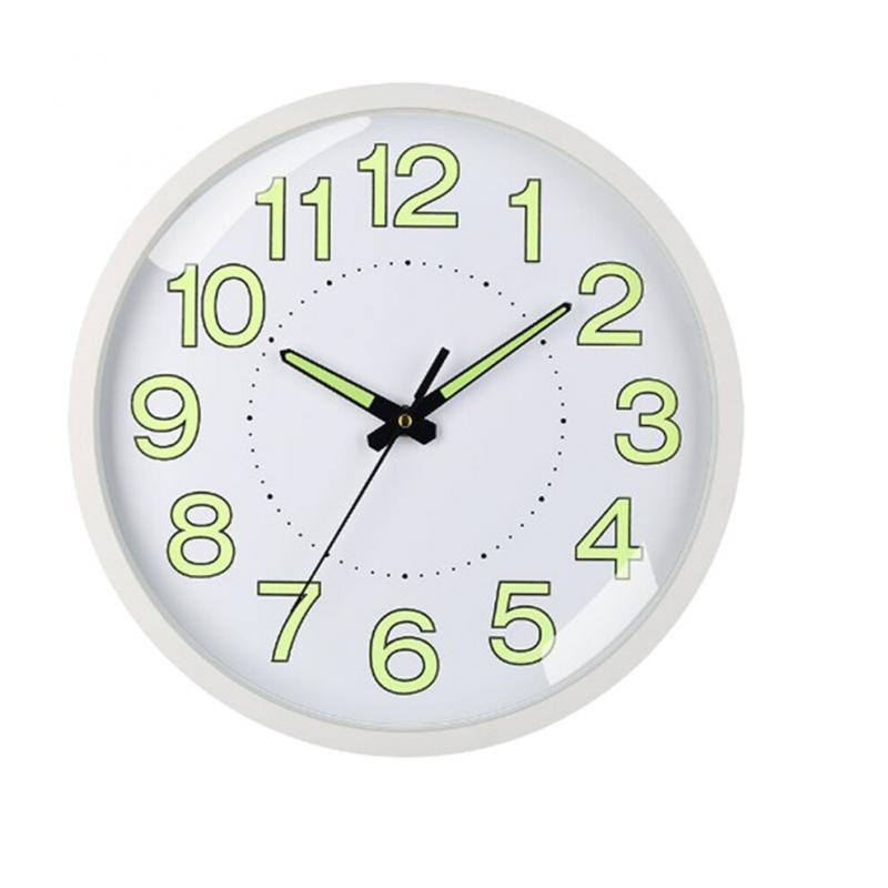 Stiller Quartz-Wanduhr 12 Zoll Weiß ABS Glas Leuchtzend Schlafzimmer Wohnzimmer