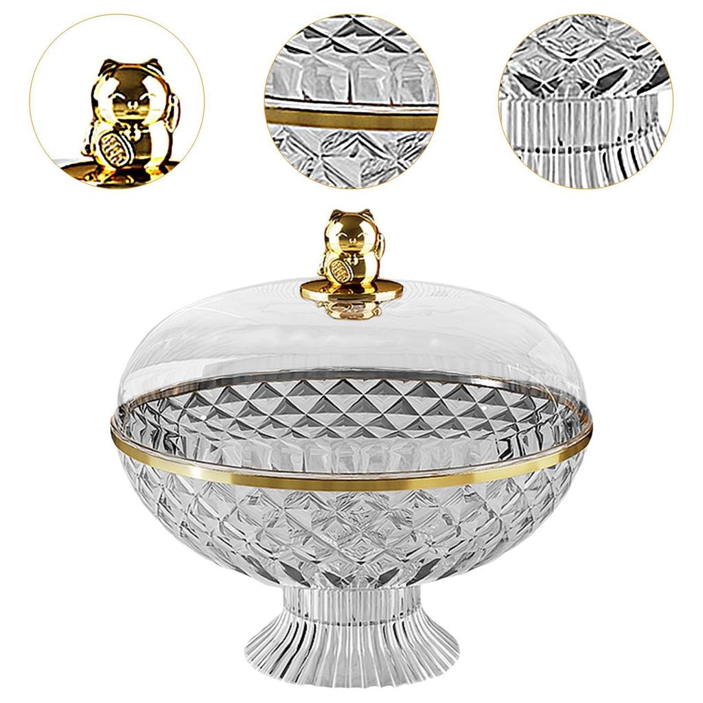 Fruit Basket Pedestal Bowl with Cover 21x25.8cm Decorative Storage Tray Drainage Design for Family Gatherings Lightweight