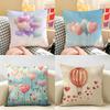 Heart Valentines Day Cushion Cover Natural Linen Organic Fabric DoubleSided Printing Room Sofa Decor Pillow Case