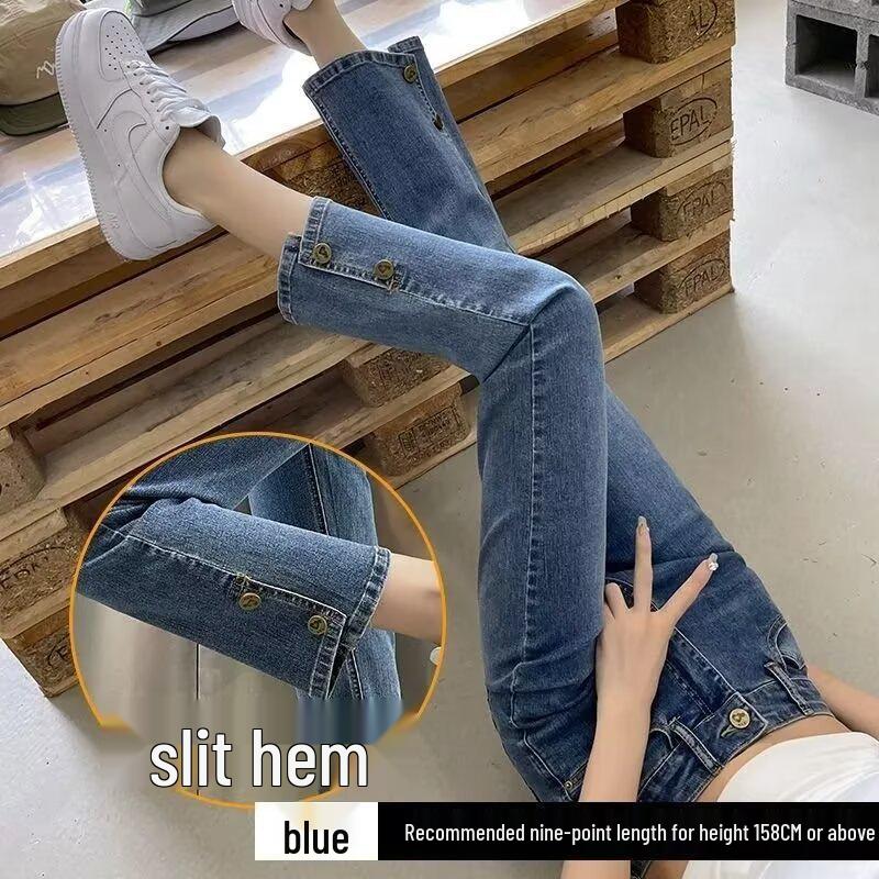 Blue-Gray Petite High-Waisted Straight-Leg Jeans for Women - Autumn Collection