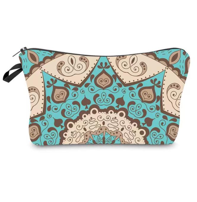 Cosmetic Bag Makeup Bag Waterproof Travel Toiletry Pouch Bag with Mandala Flowers Design