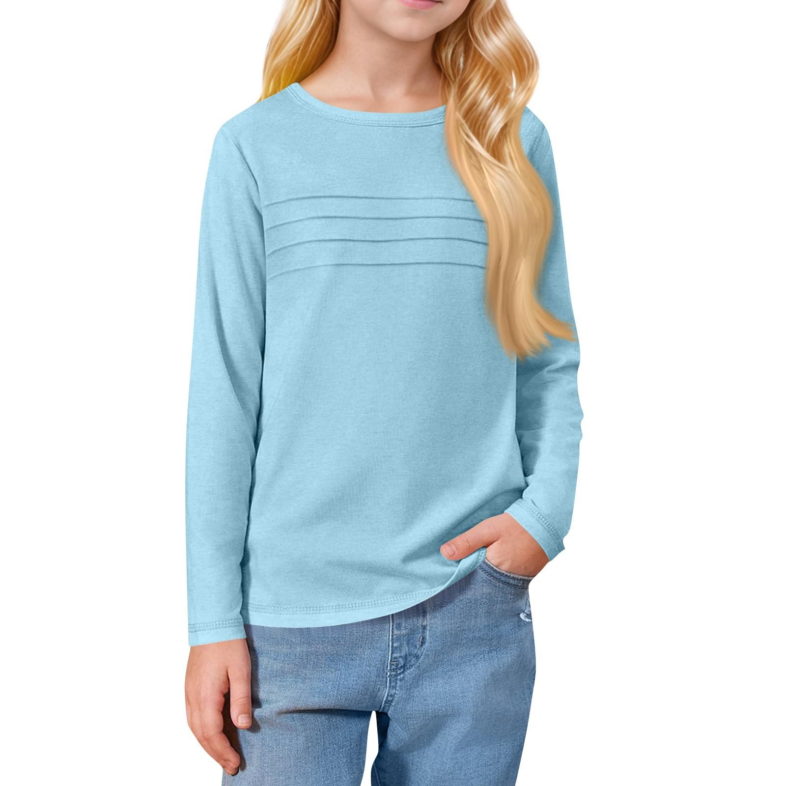 

Детский топ с длинными рукавами и круглым вырезом, однотонный, повседневный 150