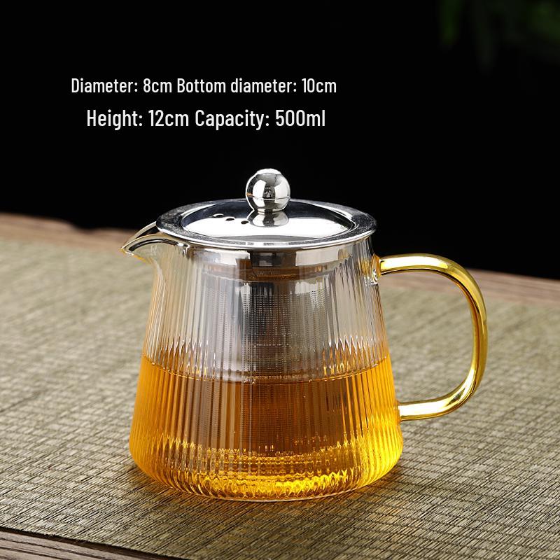 2026 Thickened Glass Teapot with Integrated Infuser – High-Temperature Resistant for Home Brewing
