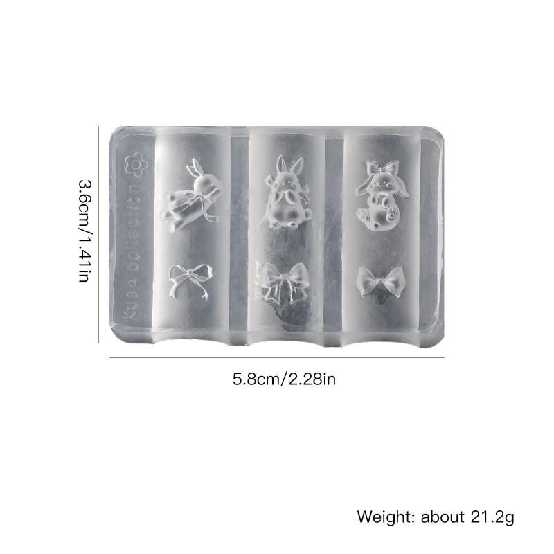 3D Bunny Bow Silicone Nail Mold DIY Art Carving Decoration Easy Release