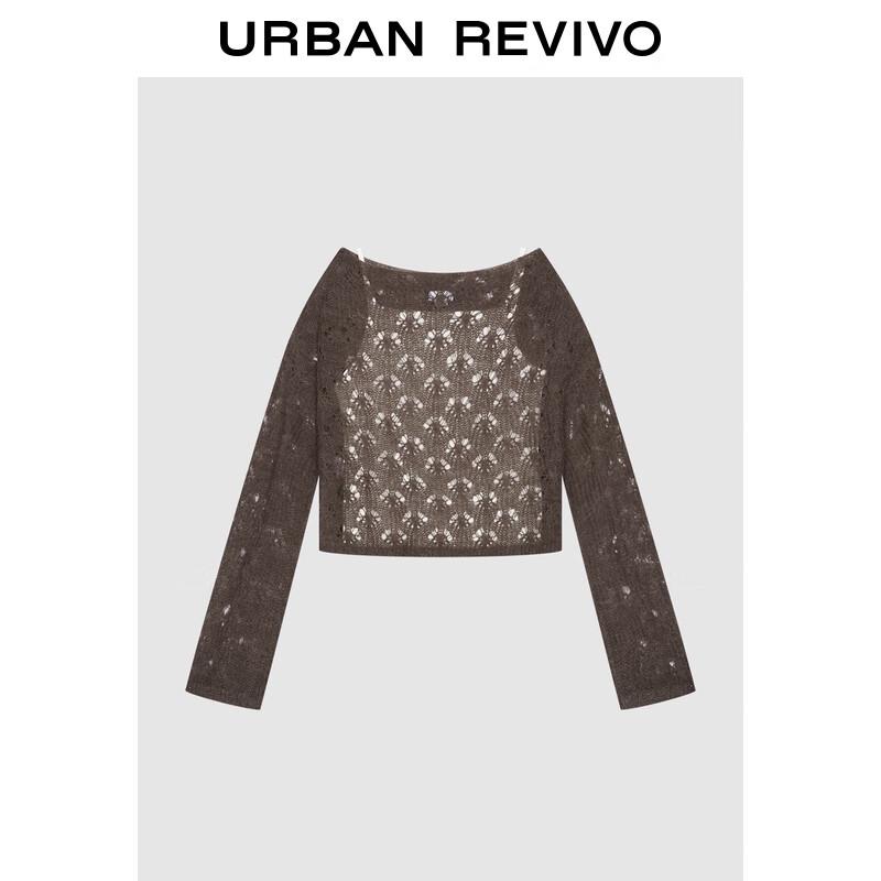 

Женский осенний повседневный ажурный трикотажный костюм-двойка S