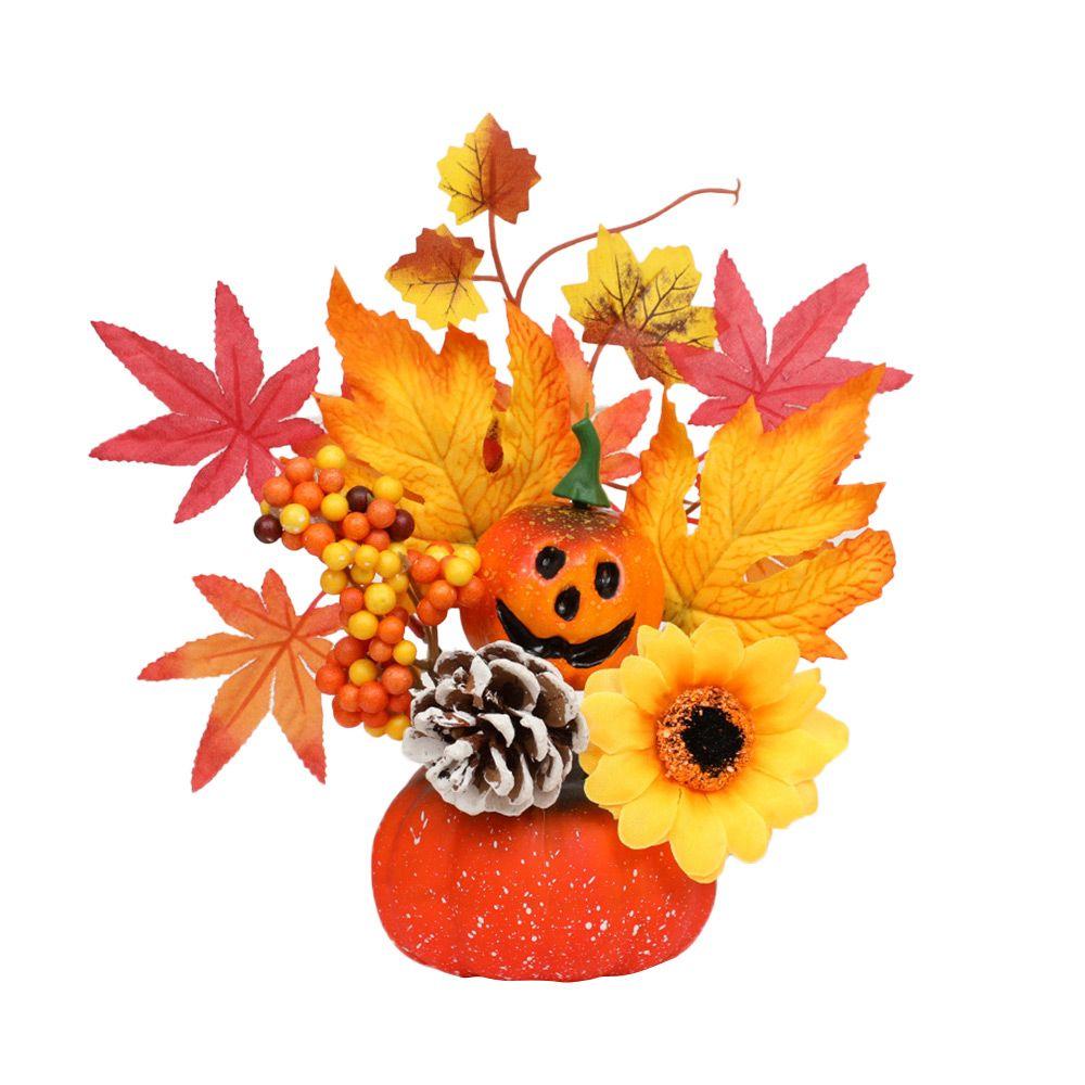 Arrangement Artificial Fall Home Decor Thanksgiving Party Maple Leaf Pumpkin Autumn Harvest Halloween Decorations