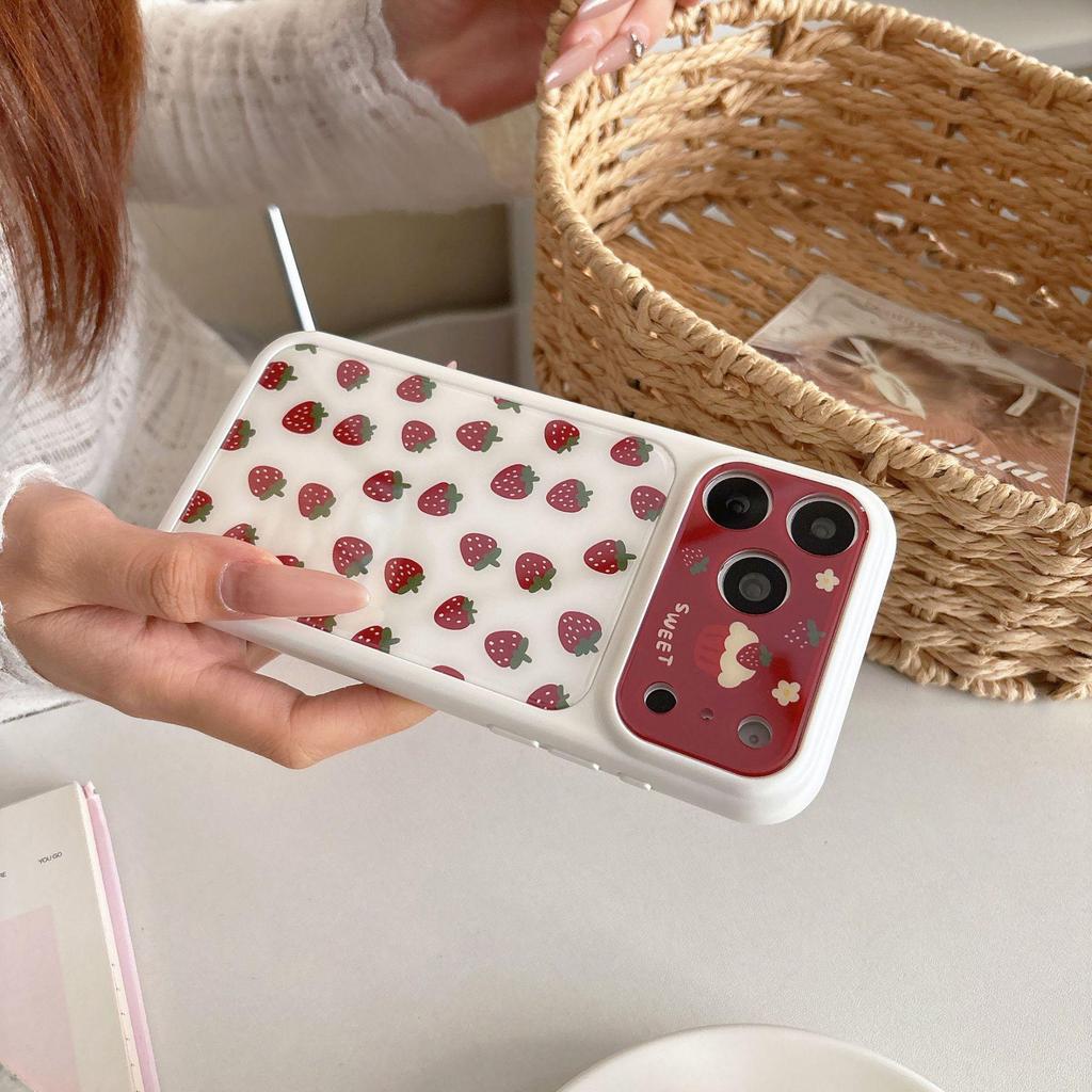 Blue & Red Strawberry iPhone 17 Pro Max/16 Pro/15 Pro Anti-Fall Protective Case
