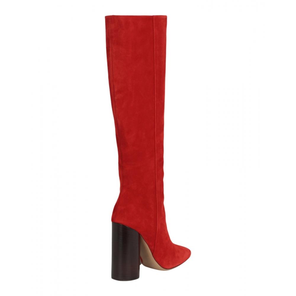 Salvatore Ferragamo Pampero Suede Knee High Boots Red