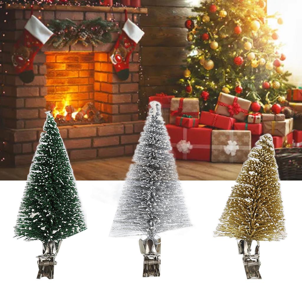 3Pcs Christmas Tree Decoration Clip Vivid Exquisite Pine Tree with Clip for Christmas Decoration