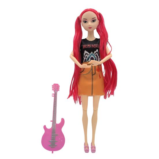 3Pcs Kpop Hunter Girl Doll with Guitar Accessories Animated Movie Character Collectible Toy Movable Joints Girl Action Figure Decoration Ornament