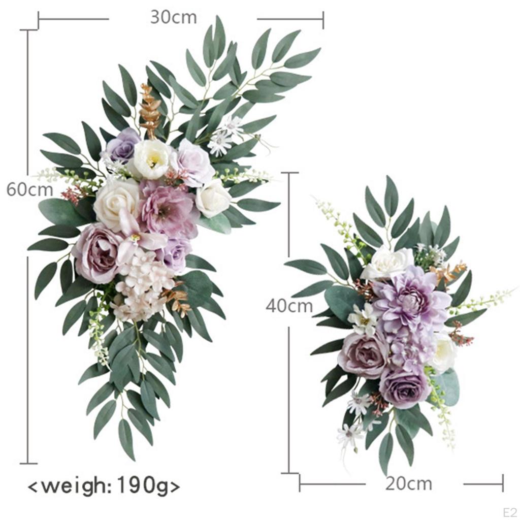 2Pcs Wedding Arch Flowers, Artificial Floral Swag Flower Green Leaves Welcome Sign