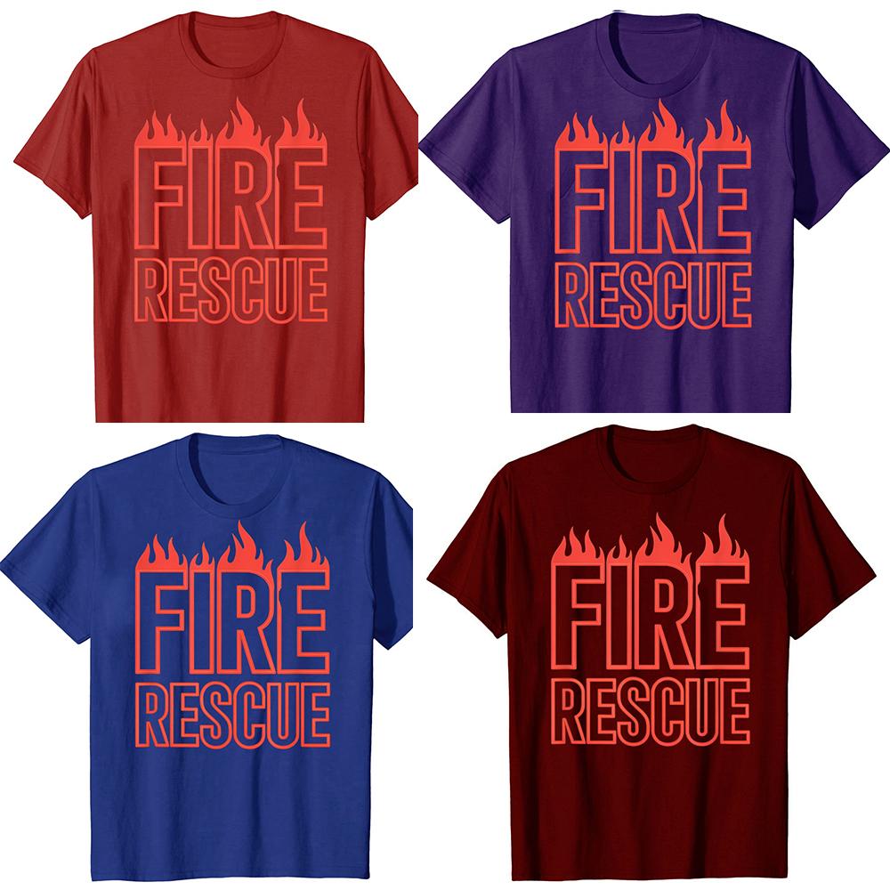 Funny Fire Rescue Firefighter Graphic Tshirts Men Womens Fashion Casual Tshirt 100 Cotton Loose Oversized T Shirt Summer