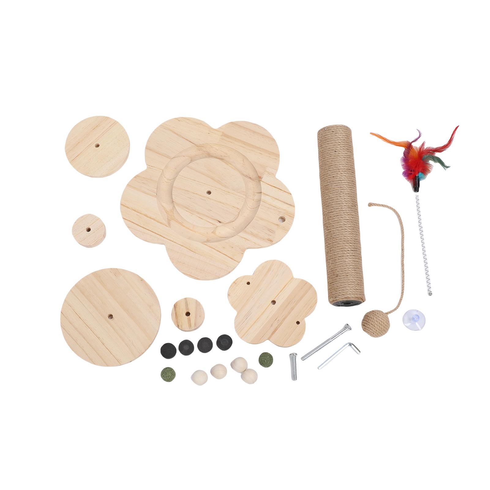 Cat Scratching Post   Wood Waterproofing Base Tall Cat Scratcher Tree Tower with Cat Toy and Interactive