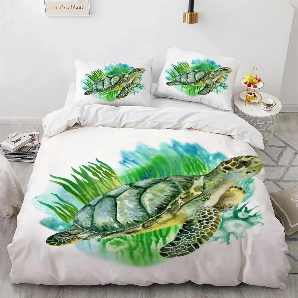 3D Sea Turtle Beddings Set Psychedelic Animal Duvet Cover Comforter Covers Single Twin Full Queen King Polyester Quilt Cover