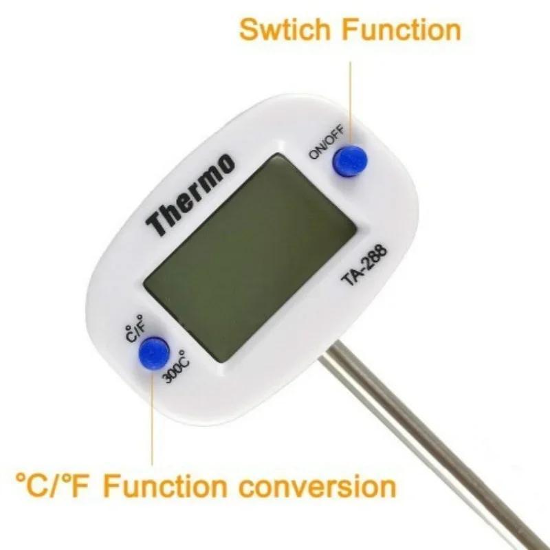Portable Home Kitchen Electronic Thermometer Stainless Steel Insert Food Liquid Water Oil Food Thermometer Kitchen Tool