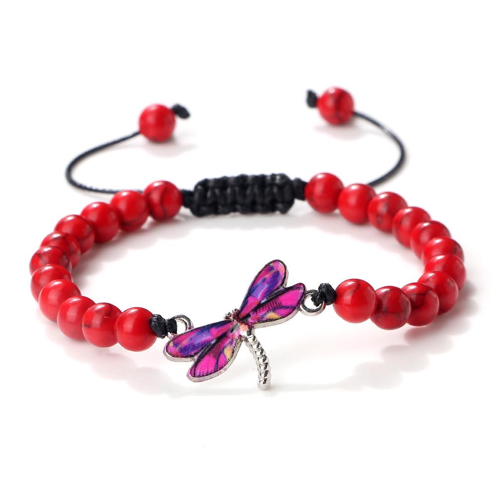 Dragonfly Water Touch Adjustable Blue Turquoise Beaded Bracelet