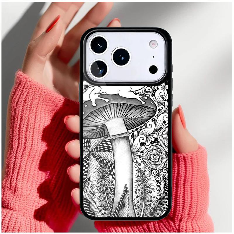 Cottagecore Magic Mushroom Frog Moon Phone Case for iPhone 17 16 15 14 13 Pro Max Back Cover for 12 11 Pro Coque