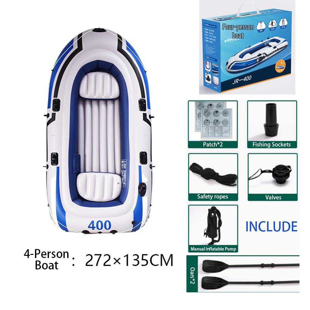Inflatable Kayak and Hovercraft: Durable Rubber Boat for 2-4 People, Ideal for Fishing and Recreation.