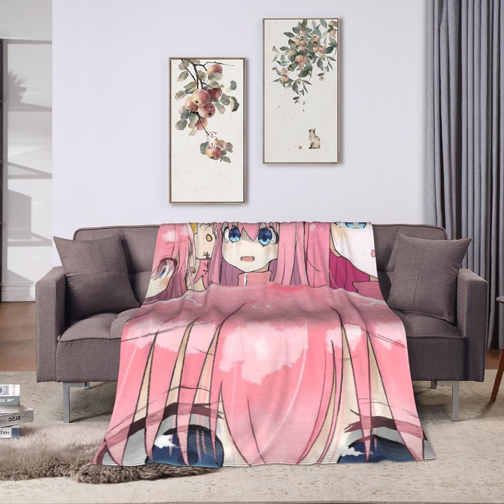 Bocchi the Rock Flannel Blanket Winter Super Warm Throw Blanket for Children Couch Bed Funny Bedspread Sofa Bed Cover