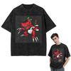 Streetwear T-Shirts Digimon Tyrannomon Washed T Shirt Short Sleeve Hip Hop T-Shirt Tops Tees for Men Women
