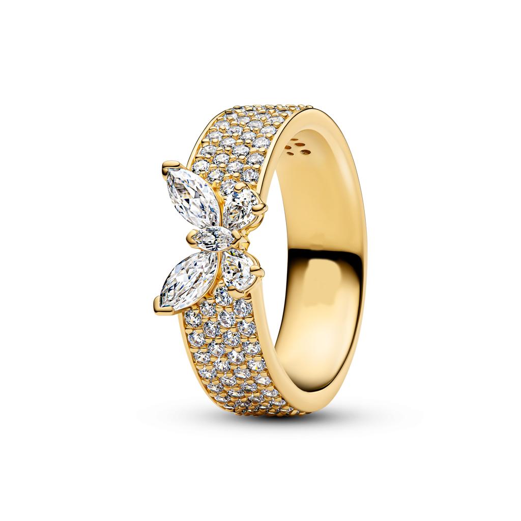 Newest Copper Butterfly Rings Heart Zircon Sparkling Engagement Wedding Pink Bow Ring Luxury Jewellery Gifts High Quality