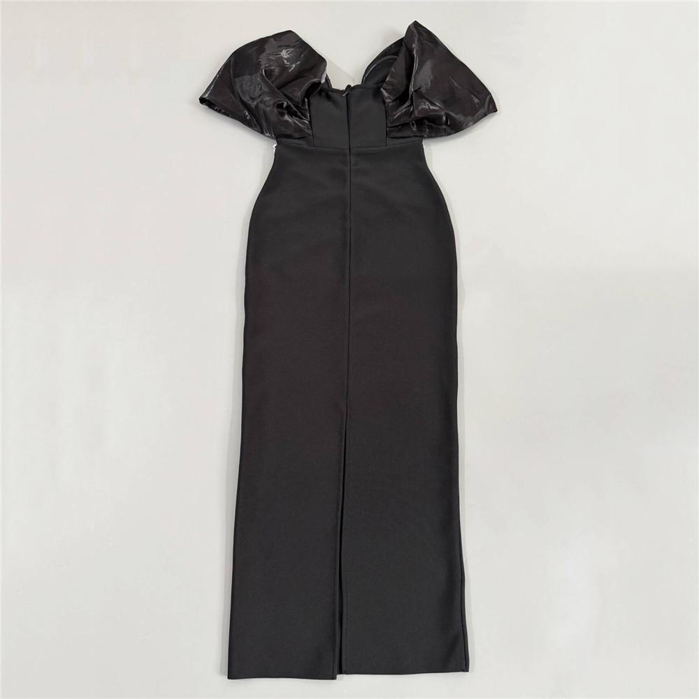 European & American Handmade Rhinestone V-Neck Bandage Patchwork Party Gown