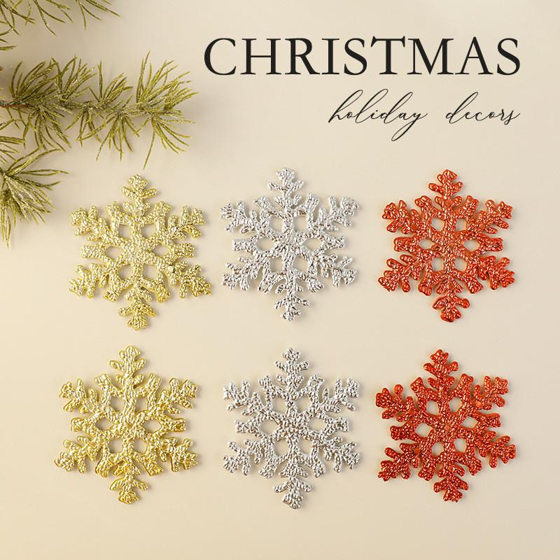 Christmas Snowflake Ornaments Pack With Gold Silver Red For Holiday Tree Decor