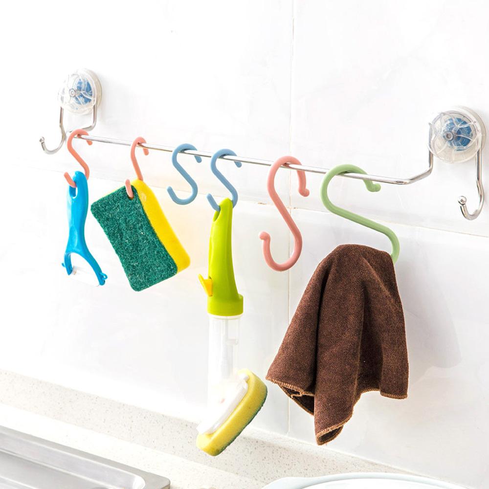 Plastic Bathroom Door Hanging Scarf Storage Rack Clothes Hanger S-Shaped Hook Key Holder Organizer