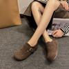 Flat Full-cover Women's Shoes for Autumn and Winter, New Style One-step Shoes with Fleece Cotton