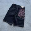 Pantaloni Scurți Y2K Harajuku Broderie Flori de Prun Vintage Pantaloni Scurți Largi din Denim Pantaloni Scurți Casual Hip Hop pentru Bărbați și Femei American Streetwear
