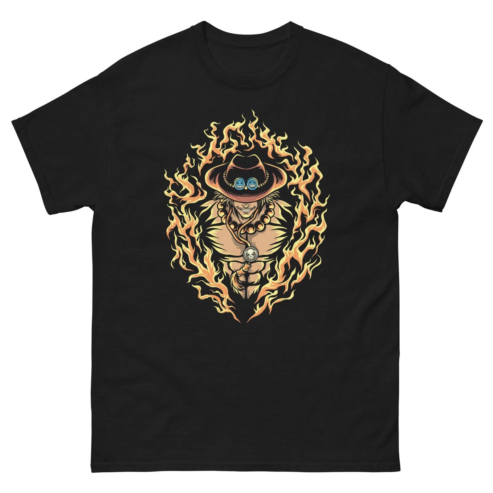 One Piece T-shirt, Portgas D. Ace shirt, anime manga shirt, free shipping M