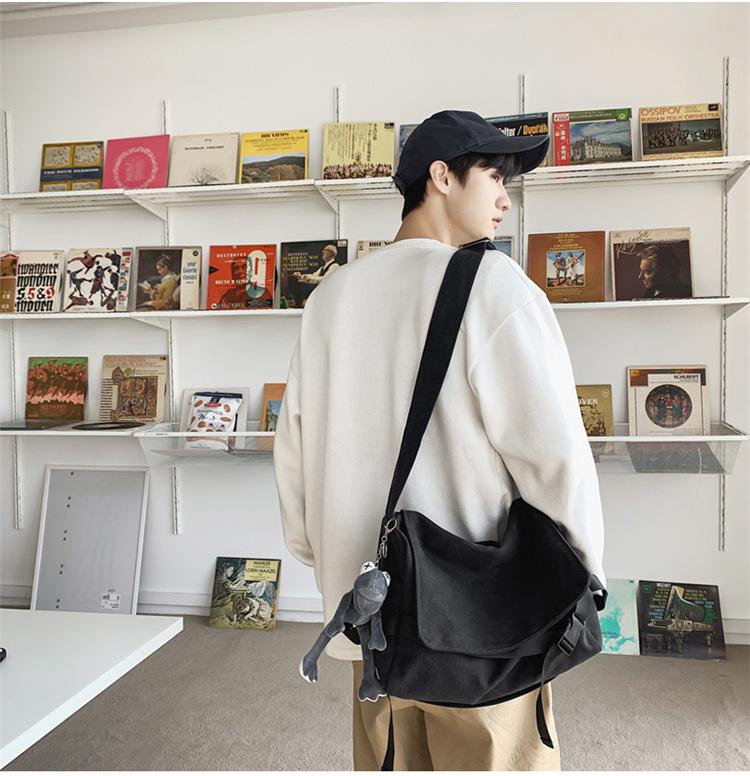 Men's Large Capacity Canvas Messenger Bag - Casual, Simple, Student and Boys' Shoulder Bag
