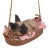 Garden Dog Statue Outdoor Resin Swing Ornament Hanging Decoration Home Bulldog Animal Gift Gray