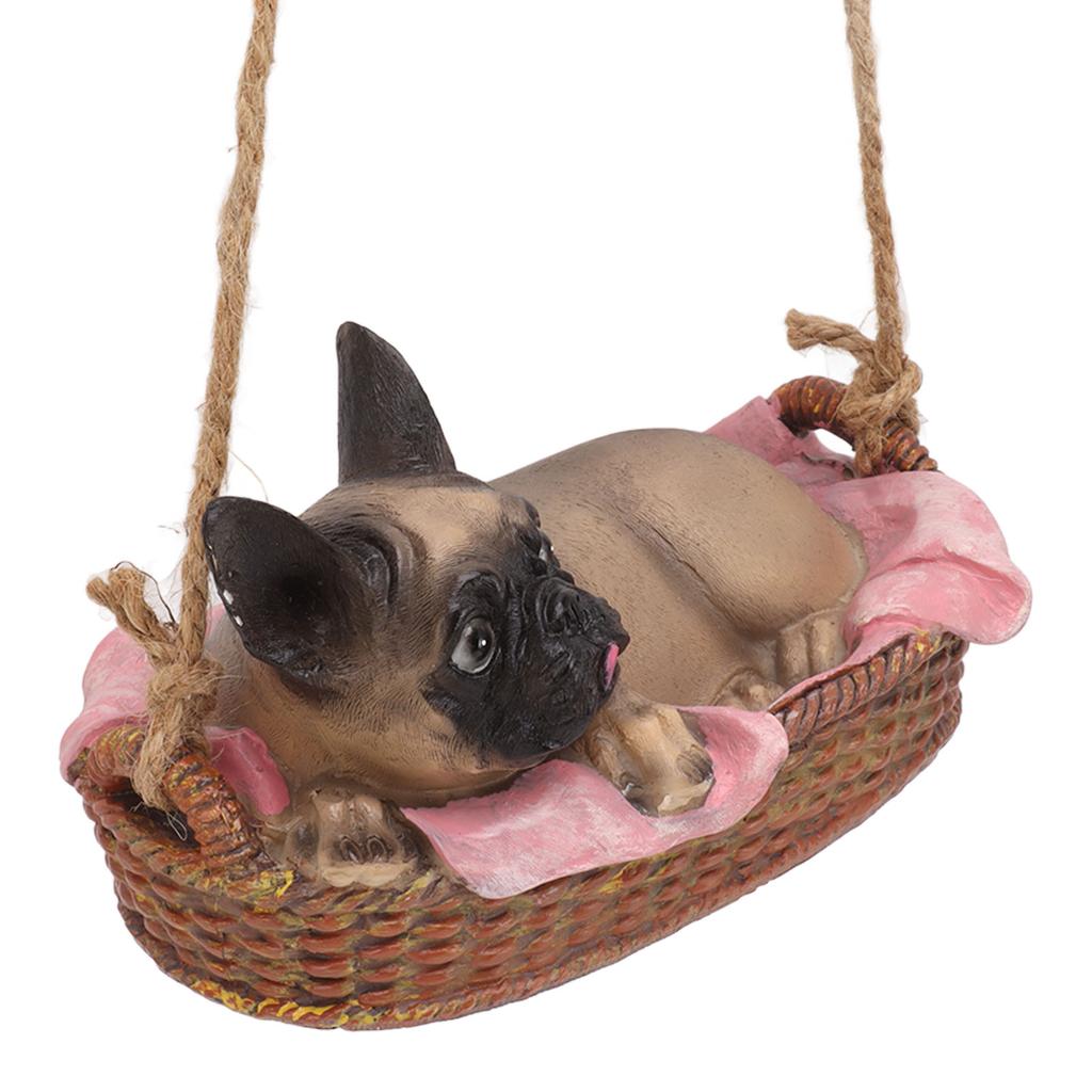 Garden Dog Statue Outdoor Resin Swing Ornament Hanging Decoration Home Bulldog Animal Gift Gray