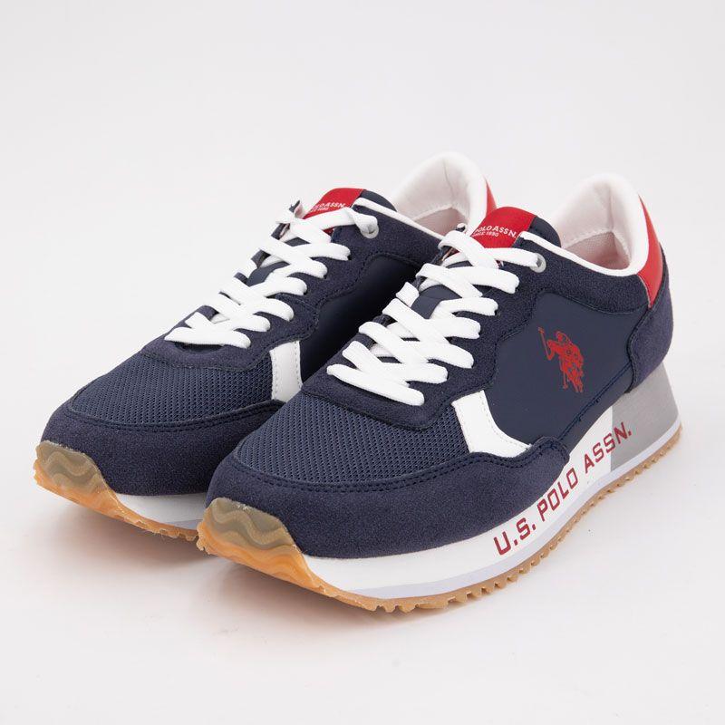 Aster Bi-color Navy Red Sneakers with White Laces for Men US POLO