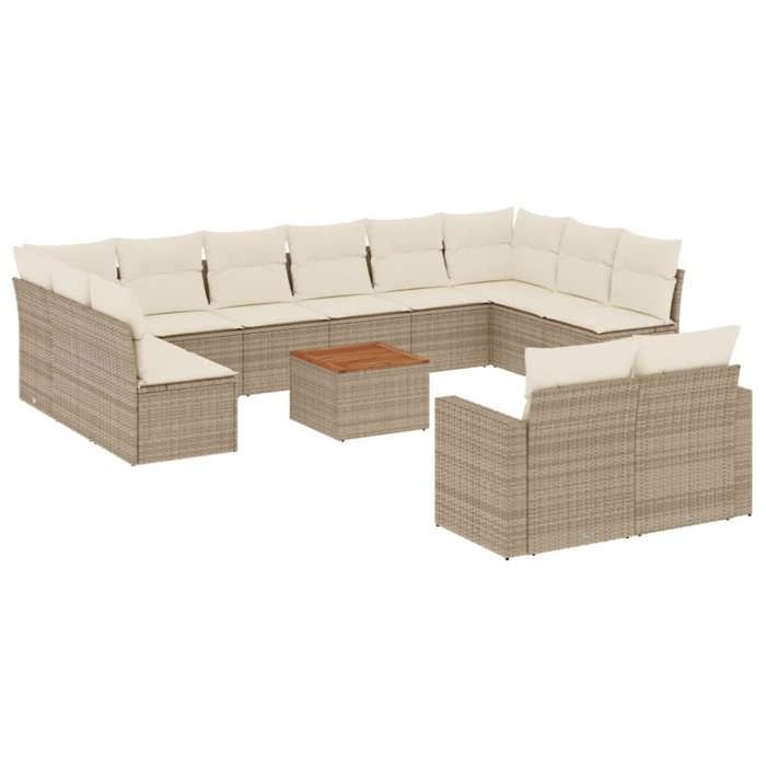 VidaXL Garden Lounge Set with Cushions 13 Pcs Beige Braided Resin 3224357