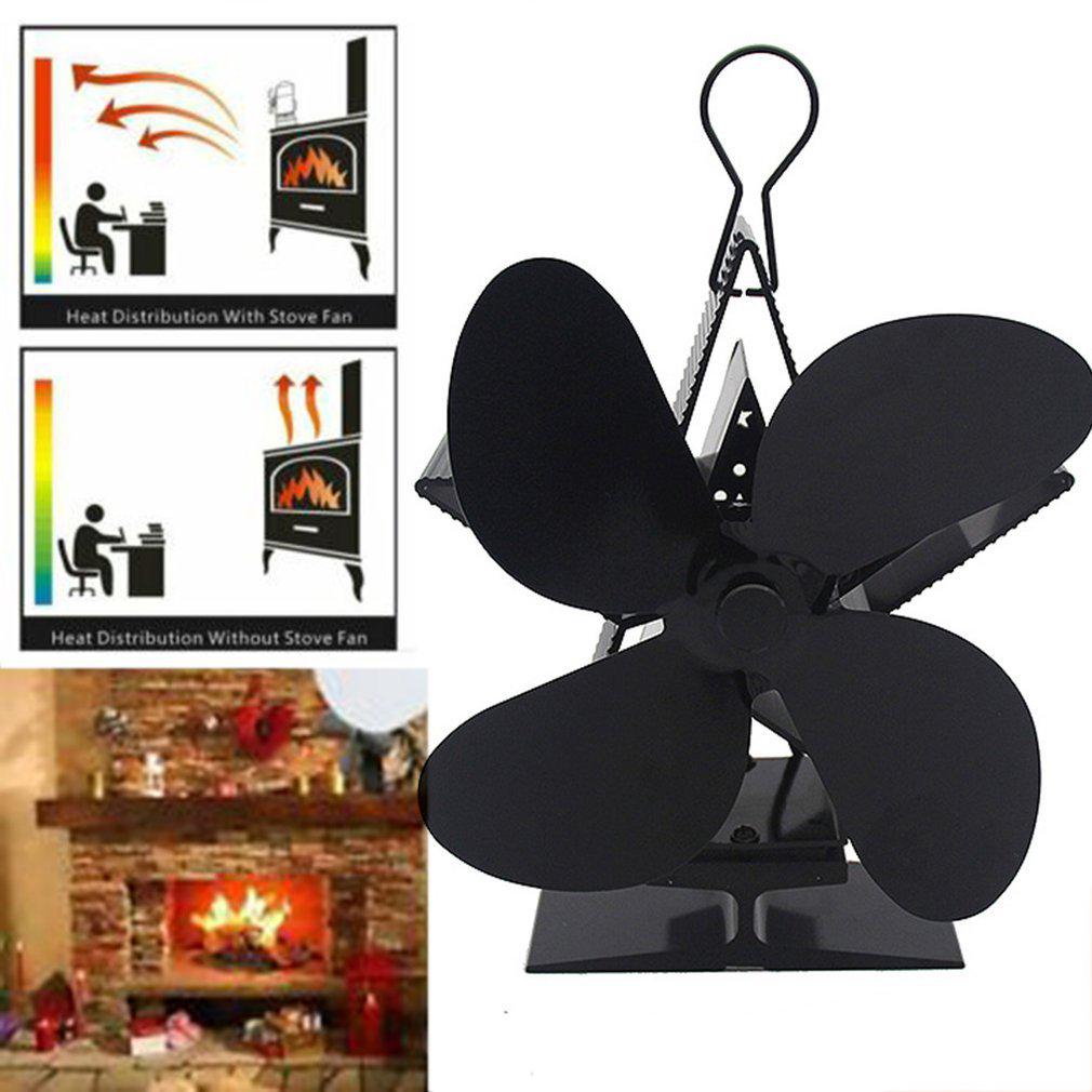 Silent Heat-Powered Four-Leaf Wood Stove Fan - Christmas Star Model