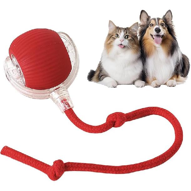 Interactive Dog & Cat Electric Active Toys - Smart Rolling Ball for Dogs & Cats, Rechargeable (Red)