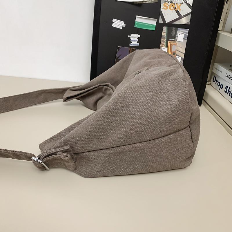 Student Messenger Bag Solid Color Crossbody Bag Men Canvas Bag Women's Large Capacity Commuter Shoulder Bag