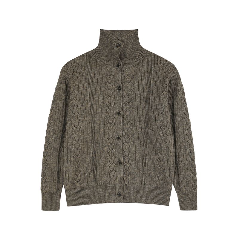 

Кардиган свитер мужской в американском стиле Acrardic на пуговицах, с ленивым узором «косы», для осени и зимы, винтажный стиль «старые деньги», вязаная куртка Brown XL