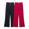 2025 Spring Women's European and American Style High Waist Zipper Decor Pants