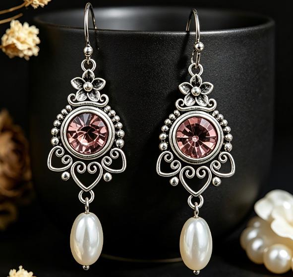 Classic Retro French Pearl Dangle Earrings - Light Luxury, Simple, Long Design for Women